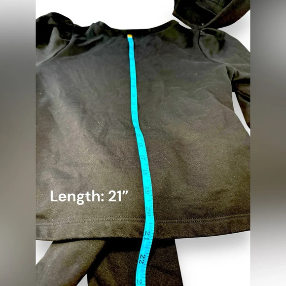 Lea & Viola Puff Sleeve Belted Black Sweatshirt | Women's Size L - Picture 6 of 6